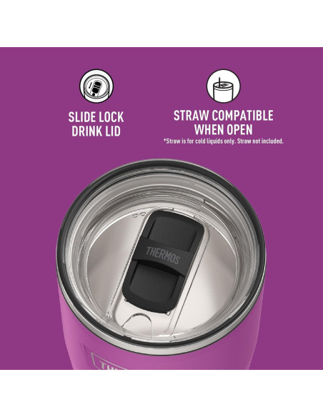 Vaso de Acero Inoxidable THERMOS 24oz Ciruela con Cierre Deslizante