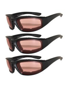 Paquete de 3 Gafas de Motocicleta Acolchadas UV400