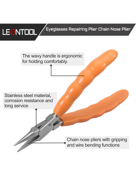 Alicates de Punta de Cadena LEONTOOL 156mm Acero Inoxidable