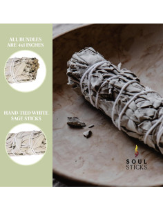 Barras de Salvia Blanca Orgánica Soul Sticks 10 cm Paquete de 3 2