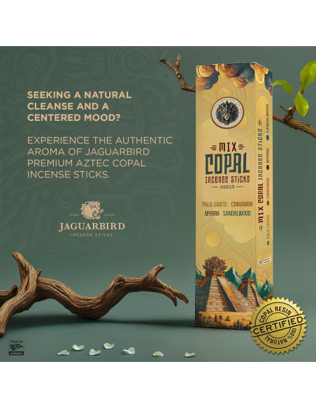 Incienso Copal Azteca Jaguarbird - 40 Varitas de Resina Natural