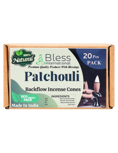 Conos de Incienso de Retroceso Patchouli Bless International - 20 Unidades