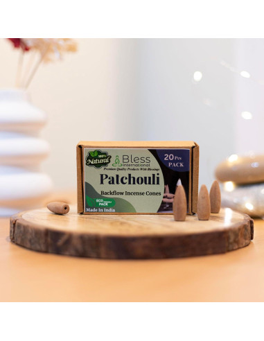 Conos de Incienso de Retroceso Patchouli Bless International - 20 Unidades