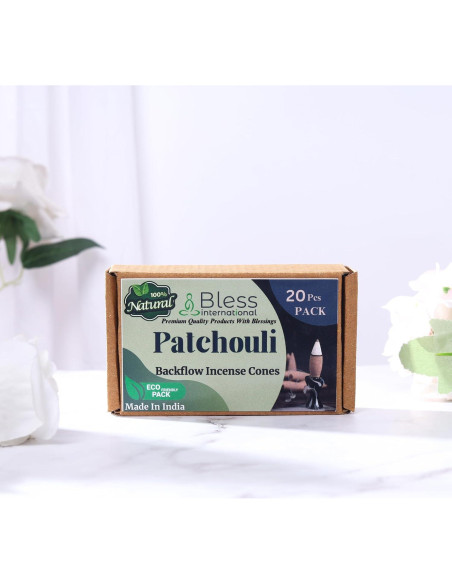 Conos de Incienso de Retroceso Patchouli Bless International - 20 Unidades