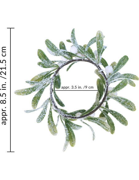 Anillos de Vela de Muérdago Artificial Winlyn - 4 Pcs 21.6 cm