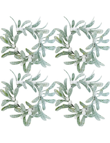 Anillos de Vela de Muérdago Artificial Winlyn - 4 Pcs 21.6 cm