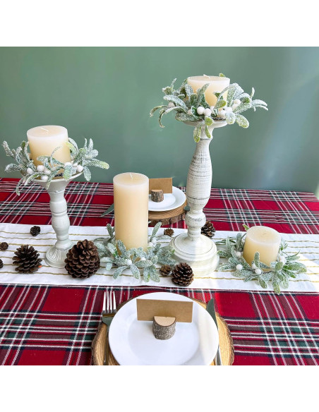 Anillos de Vela de Muérdago Artificial Winlyn - 4 Pcs 21.6 cm