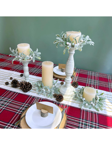 Anillos de Vela de Muérdago Artificial Winlyn - 4 Pcs 21.6 cm