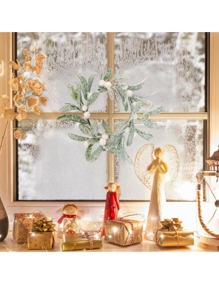 Anillos de Vela de Muérdago Artificial Winlyn - 4 Pcs 21.6 cm