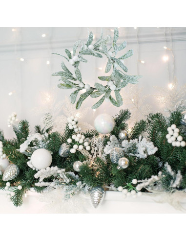 Anillos de Vela de Muérdago Artificial Winlyn - 4 Pcs 21.6 cm