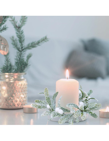 Anillos de Vela de Muérdago Artificial Winlyn - 4 Pcs 21.6 cm
