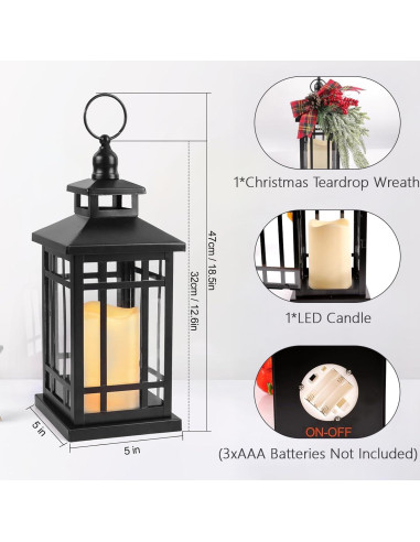 Farol de Metal Vintage N&T NIETING 37 cm LED Decorativo