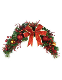 Adorno Navideño Swag JOJAZE 80 cm con Lazo y Berries Rojas