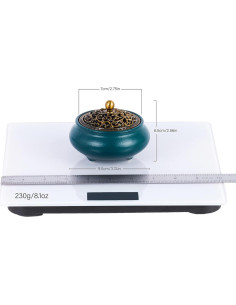 Quemador de Incienso SIKZU Cerámica Verde con Tapa de Metal 2