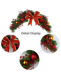 Adorno Navideño Swag JOJAZE 80 cm con Lazo y Berries Rojas 2