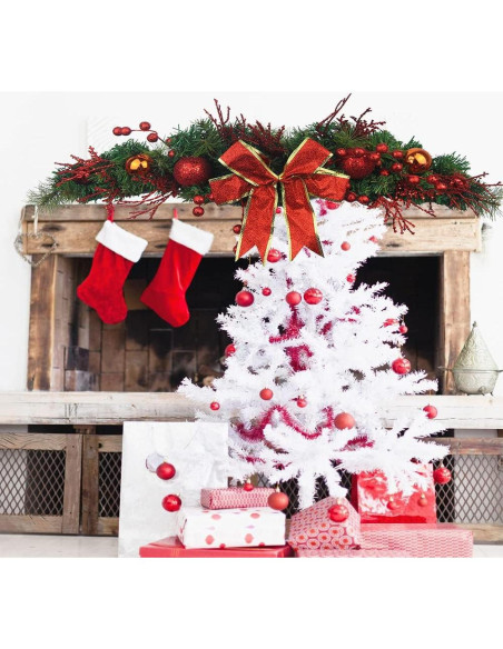 Adorno Navideño Swag JOJAZE 80 cm con Lazo y Berries Rojas