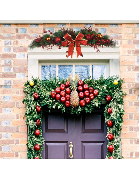 Adorno Navideño Swag JOJAZE 80 cm con Lazo y Berries Rojas