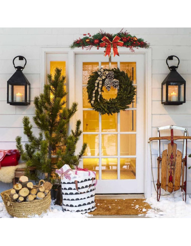 Adorno Navideño Swag JOJAZE 80 cm con Lazo y Berries Rojas