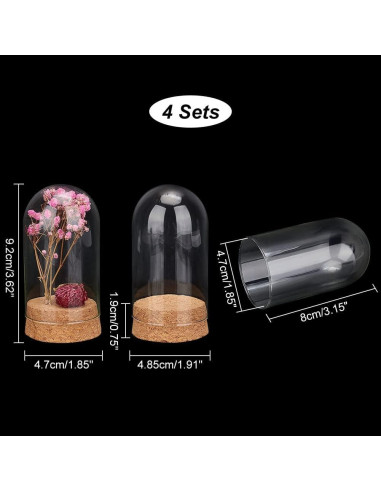 Campanas de Vidrio PH PandaHall 4 Piezas 4.7x8.5 cm