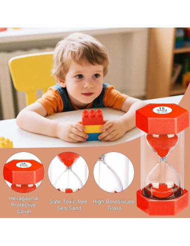 Reloj de Arena Colorido YLTIMER 30 Minutos Hexagonal Rojo