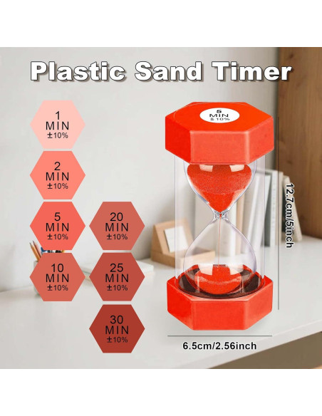 Reloj de Arena Colorido YLTIMER 30 Minutos Hexagonal Rojo