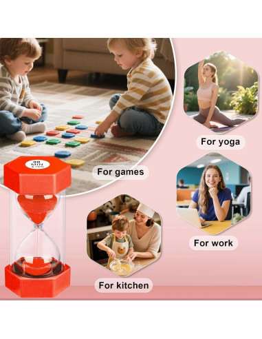 Reloj de Arena Colorido YLTIMER 30 Minutos Hexagonal Rojo