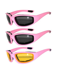 Paquete de 3 Gafas de Motocicleta Acolchadas UV400