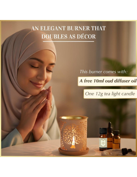 Dukhni Quemador de Aceite Árbol de la Vida con Vela 80g
