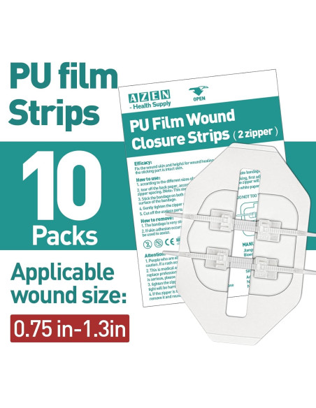 AZEN Kit de Cierre de Heridas 10 Tiras Vendajes Mariposa