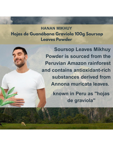 Polvo de Hoja de Guanábana 100g HANAN MIKHUY - Vegano, Sin Gluten