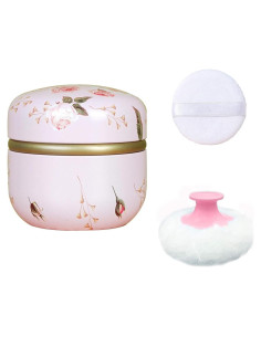 Puff de Polvo Corporal Qopoto con Contenedor Flores Románticas