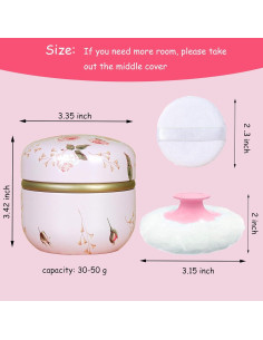 Puff de Polvo Corporal Qopoto con Contenedor Flores Románticas 2