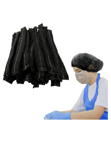 100 Gorras Bouffant Desechables Negras para Cocina y Belleza