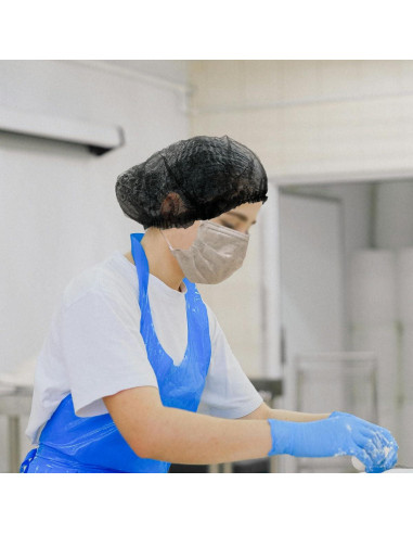 100 Gorras Bouffant Desechables Negras para Cocina y Belleza