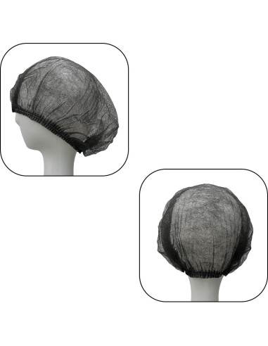 100 Gorras Bouffant Desechables Negras para Cocina y Belleza