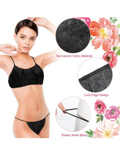 50 Piezas Sujetadores y Bragas Desechables Yahenda - Negro 2