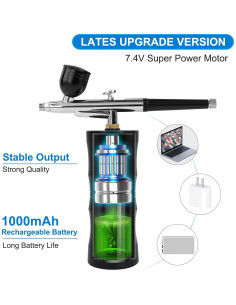 Kit de Aerógrafo Portátil Nlapldy ZJ-ZYY 34PSI 0.4mm Negro 2