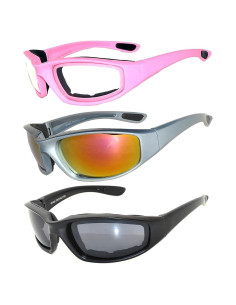 Paquete de 3 Gafas de Motocicleta Acolchadas UV400