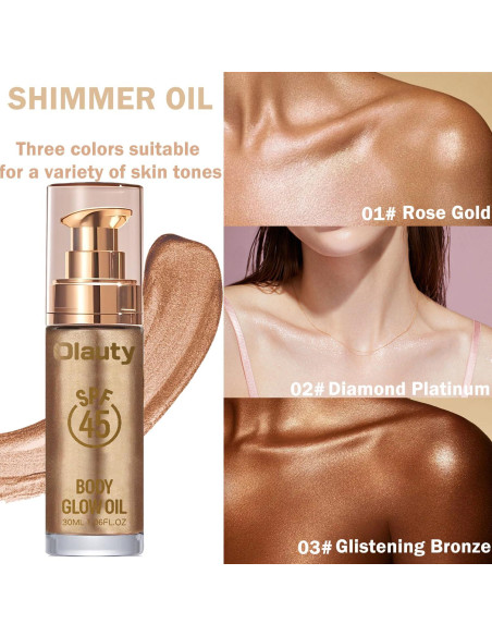 Aceite Corporal Brillante SPF 45 Minfei 30ML Bronce Brillante