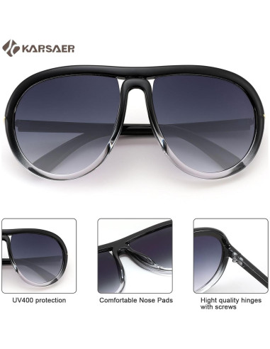 Gafas de sol aviador Karsaer unisex retro 55mm UV400