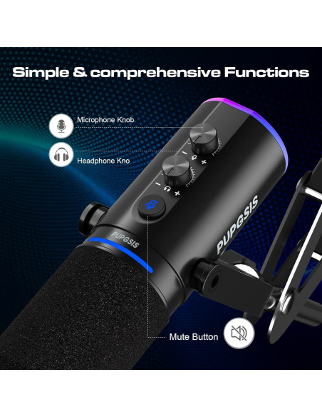 Micrófono Dinámico USB/XLR para Podcast con Soporte de Brazo