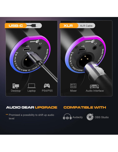 Micrófono Dinámico USB/XLR para Podcast con Soporte de Brazo