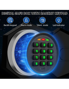 Caja Fuerte Digital GUVELI 0.4 Pies con Alarma y Teclado 2