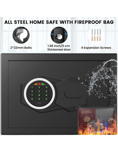 Caja Fuerte Digital GUVELI 0.4 Pies con Alarma y Teclado