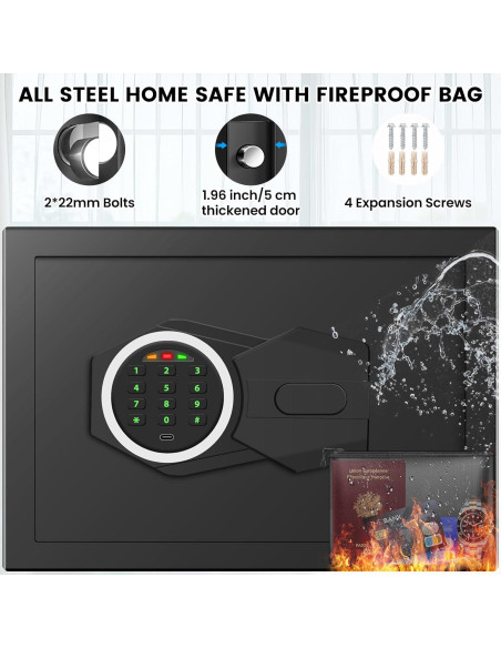 Caja Fuerte Digital GUVELI 0.4 Pies con Alarma y Teclado