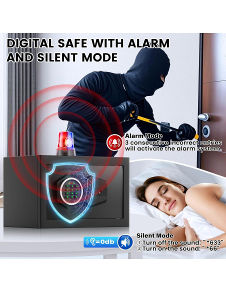 Caja Fuerte Digital GUVELI 0.4 Pies con Alarma y Teclado