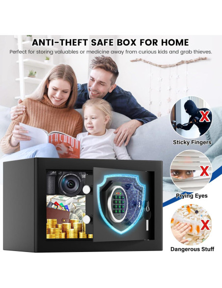 Caja Fuerte Digital GUVELI 0.4 Pies con Alarma y Teclado