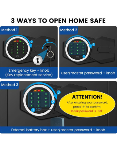 Caja Fuerte Digital GUVELI 0.4 Pies con Alarma y Teclado
