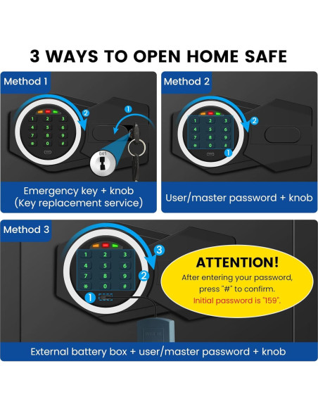 Caja Fuerte Digital GUVELI 0.4 Pies con Alarma y Teclado