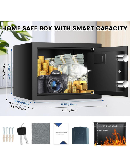 Caja Fuerte Digital GUVELI 0.4 Pies con Alarma y Teclado